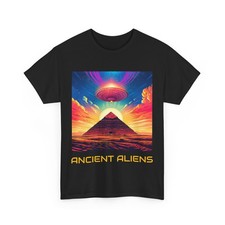Listing image for Ancient Aliens UFO Graphic T-Shirt Egyptian Pyramids Conspiracy Cotton Tee Men
