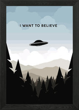 Listing image for UFO in the Forest Framed Wall Art Poster Canvas Print Picture
