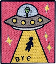 Listing image for Bye Earth UFO Patch 2.5x3 Inch -X-File Embroidered Applique Iron On Sew On Badge